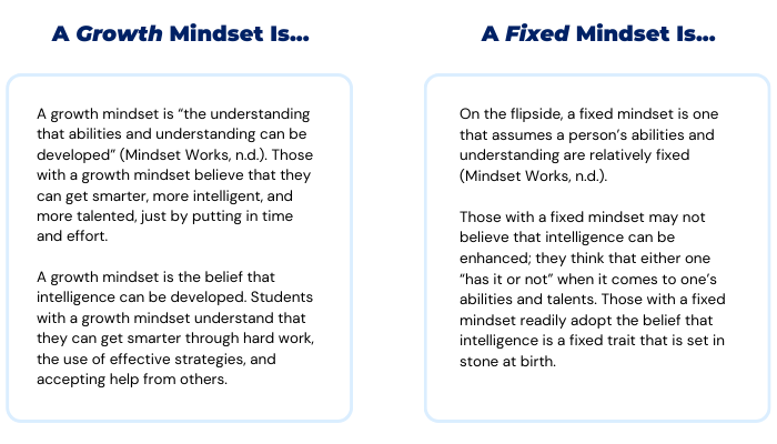 definition of growth and fixed mindset